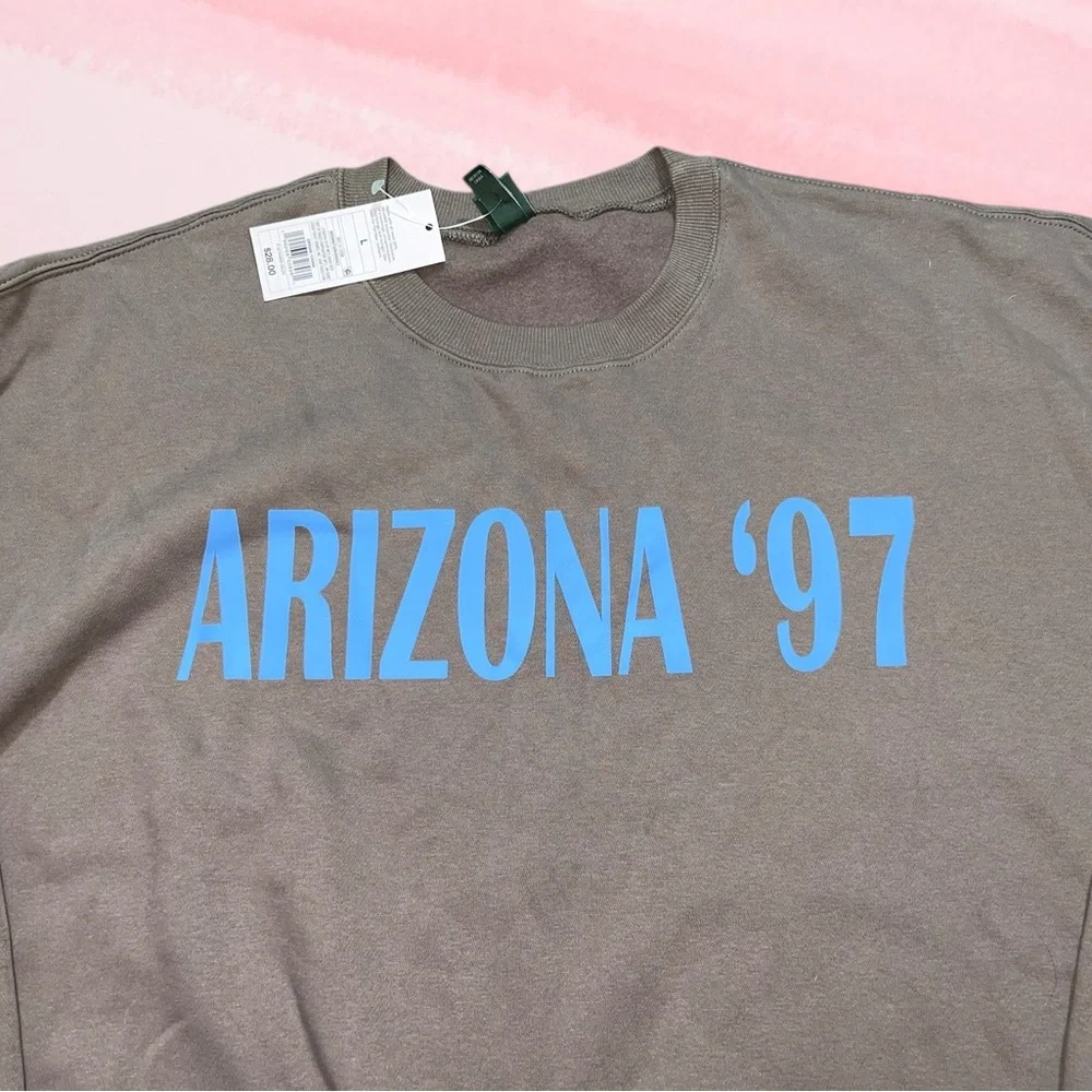 wild fable Brown Crewneck Sweatshirt with Teal "ARIZONA '97" Print - Picture 3 of 9